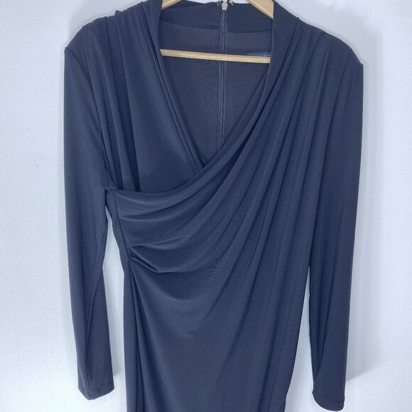 Tommy Hilfiger - Navy, swoop neck, midi, stretchy dress, Size L - Picture 2 of 9